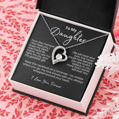 To My Daughter – Sparkling Forever Love Necklace with Heartfelt Message