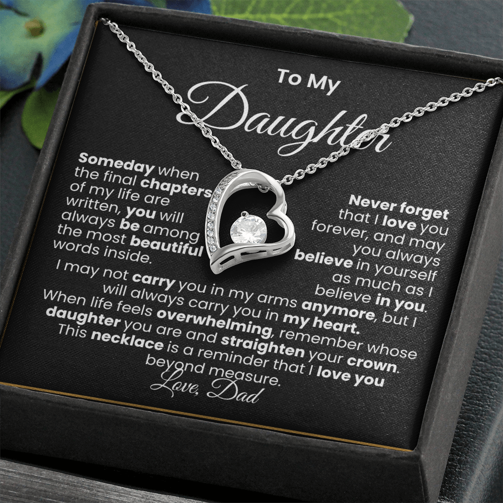 To My Daughter — Love, Dad | Forever Love Necklace (White/Gold)