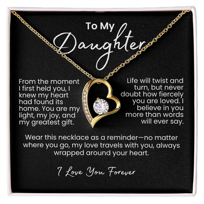 To My Daughter – Sparkling Forever Love Necklace with Heartfelt Message