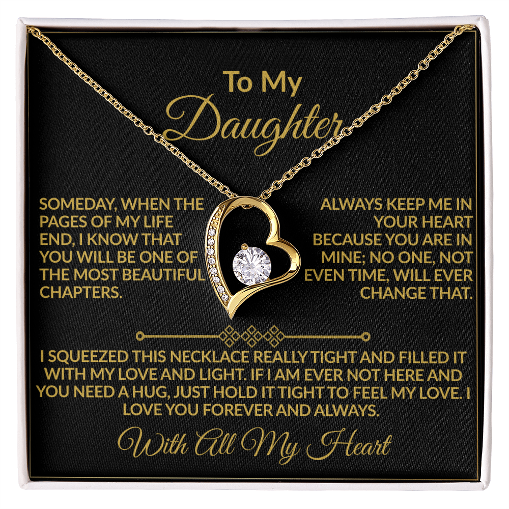 To My Daughter – With All My Heart Forever Love Necklace | 14k white gold finish or 18k yellow gold finish