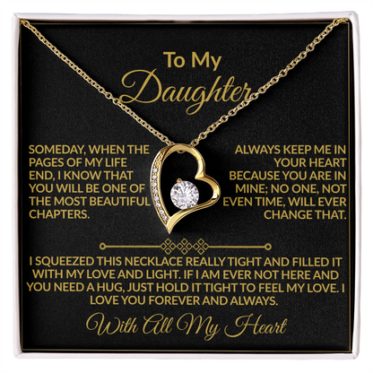 To My Daughter – With All My Heart Forever Love Necklace | 14k white gold finish or 18k yellow gold finish