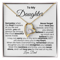 Mensaje de papá para su hija — Collar Amor Eterno | Acabado → Oro blanco de 14k / Oro amarillo de 18k