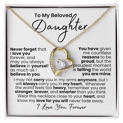 “Always In My Heart” Daughter Necklace — Forever Love Pendant (Gold/White Gold)