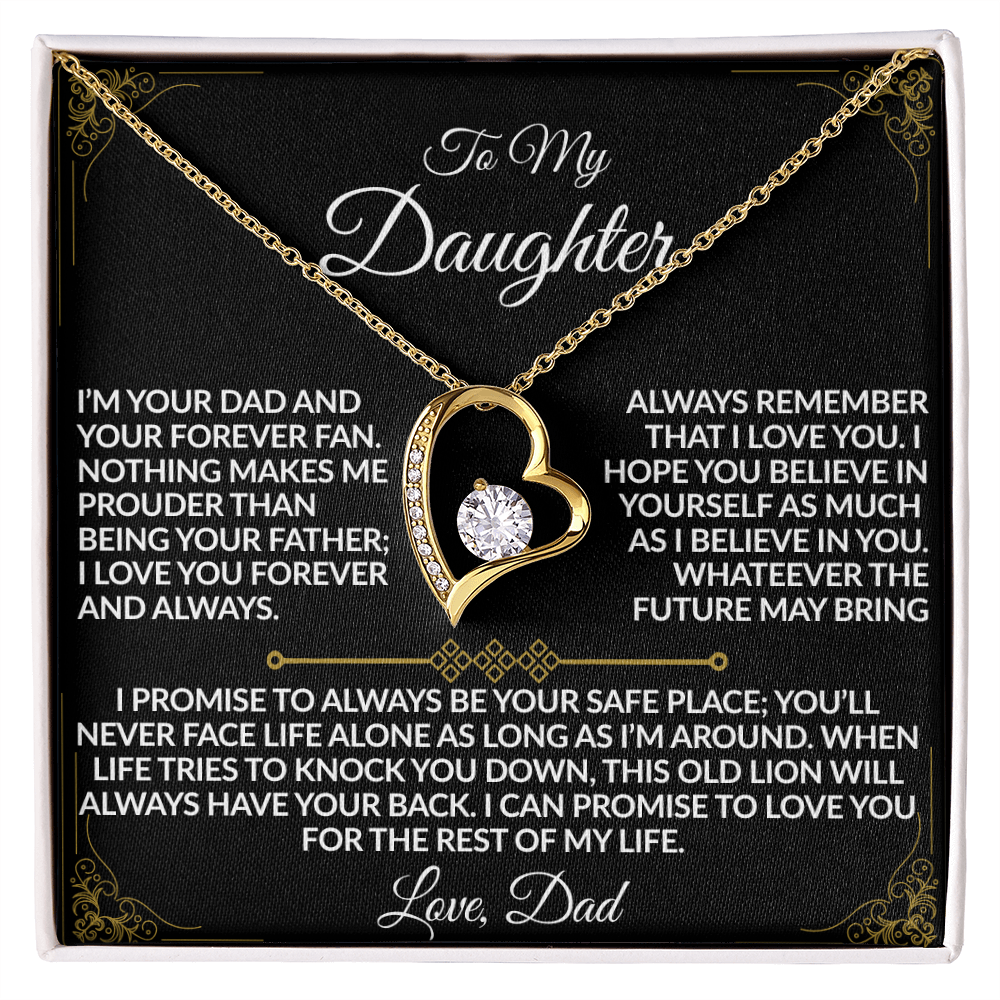 For the Daughter Who Has My Heart Necklace | From Dad |  14k white gold or 18k yellow gold finish