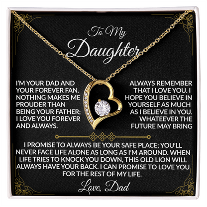 For the Daughter Who Has My Heart Necklace | From Dad |  14k white gold or 18k yellow gold finish