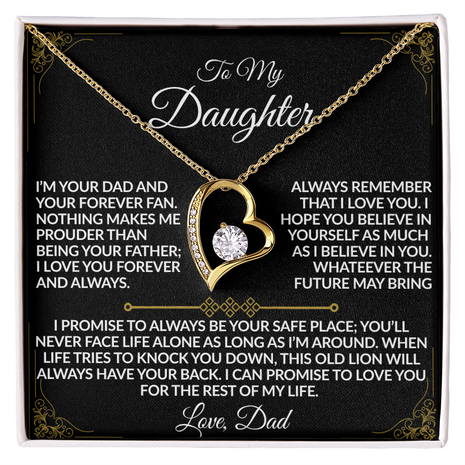 For the Daughter Who Has My Heart Necklace | From Dad |  14k white gold or 18k yellow gold finish