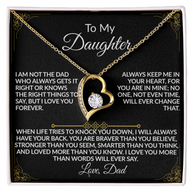 Dad's “I'll Always Have Your Back” Daughter Forever Love Necklace - (14k white & 18k yellow gold finish)