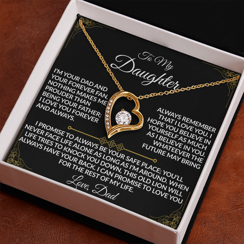 For the Daughter Who Has My Heart Necklace | From Dad |  14k white gold or 18k yellow gold finish
