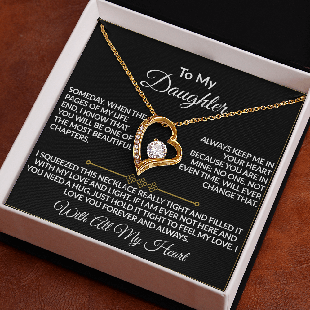 To My Daughter – With All My Heart Forever Love Necklace | 14k white gold finish or 18k yellow gold finish