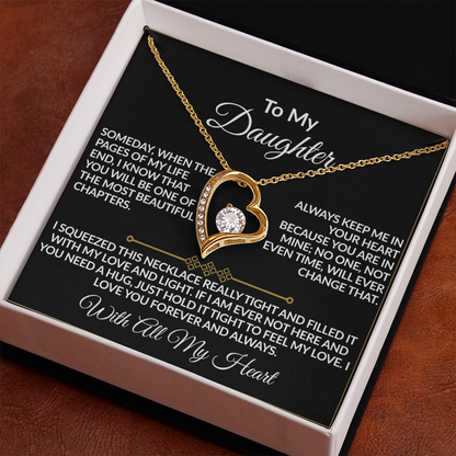 To My Daughter – With All My Heart Forever Love Necklace | 14k white gold finish or 18k yellow gold finish