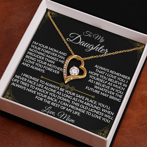 Mom - My Daughter's Safe Place Forever Love Necklace - 14k white gold finish & 18k yellow gold finish