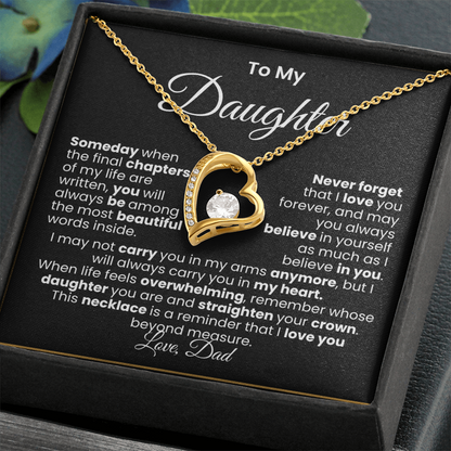 To My Daughter — Love, Dad | Forever Love Necklace (White/Gold)