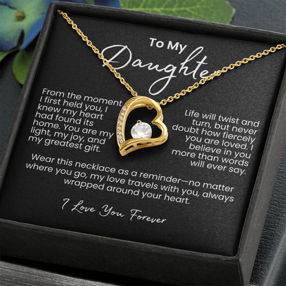 To My Daughter – Sparkling Forever Love Necklace with Heartfelt Message