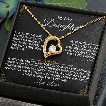 Dad's “I'll Always Have Your Back” Daughter Forever Love Necklace - (14k white & 18k yellow gold finish)