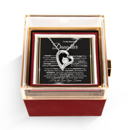 To My Beautiful Daughter™ — Forever Love Necklace (Rose Reveal Box) | Choose 14k White Gold Finish or 18k Yellow Gold Finish.