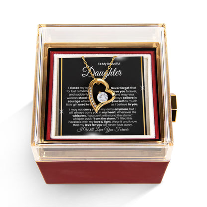 To My Beautiful Daughter™ — Forever Love Necklace (Rose Reveal Box) | Choose 14k White Gold Finish or 18k Yellow Gold Finish.