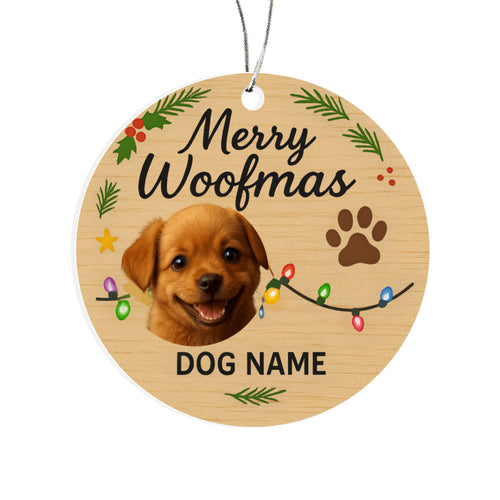 Personalize Your Furry Friend in a Holiday decor with this Acrylic Circle Ornament.