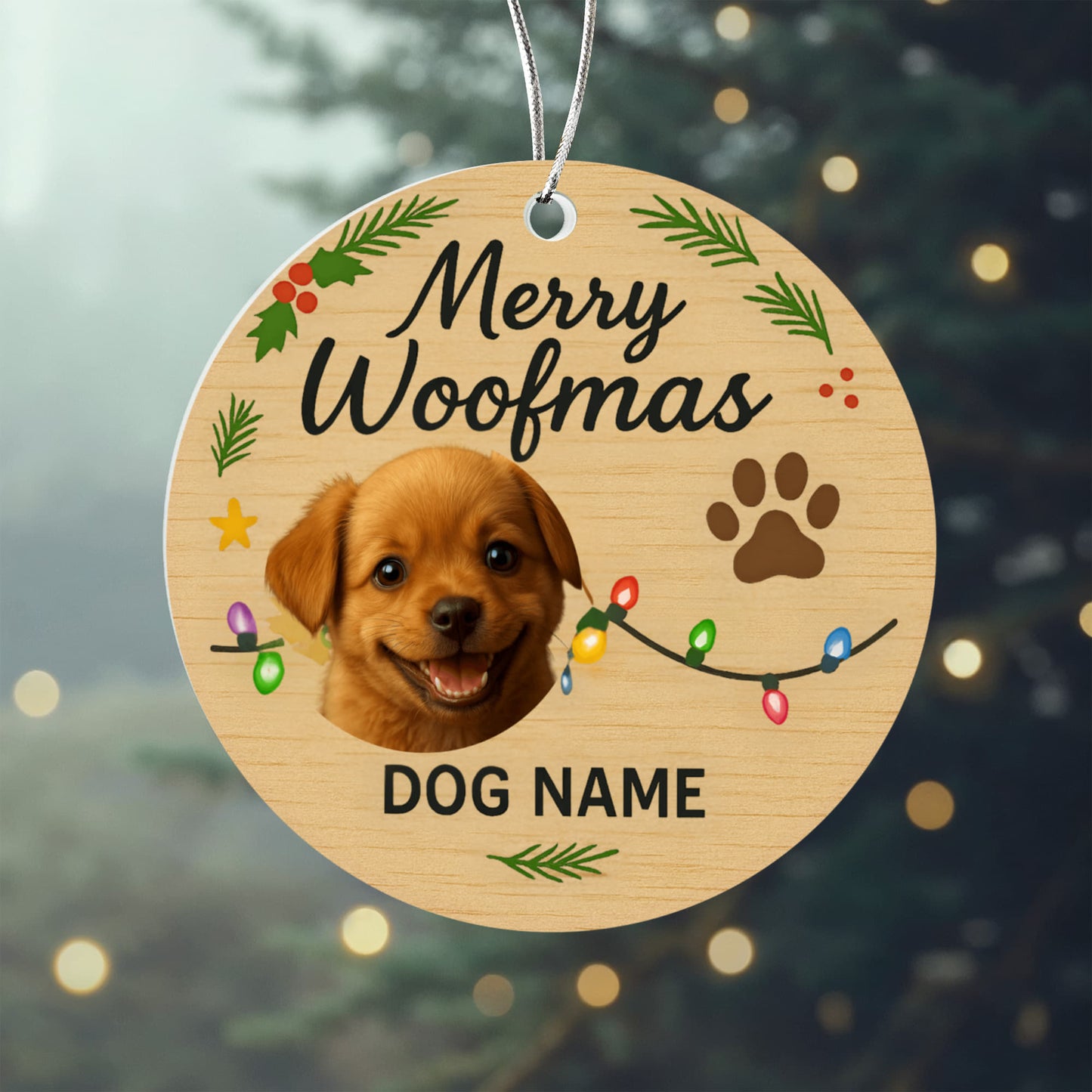 Personalize Your Furry Friend in a Holiday decor with this Acrylic Circle Ornament.