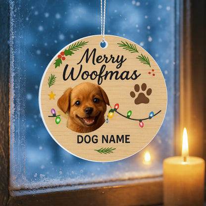 Personalize Your Furry Friend in a Holiday decor with this Acrylic Circle Ornament.
