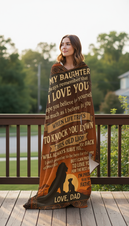Daughter Love Velvet Plush Blanket — "To My Daughter I Love You" Keepsake Throw from Dad