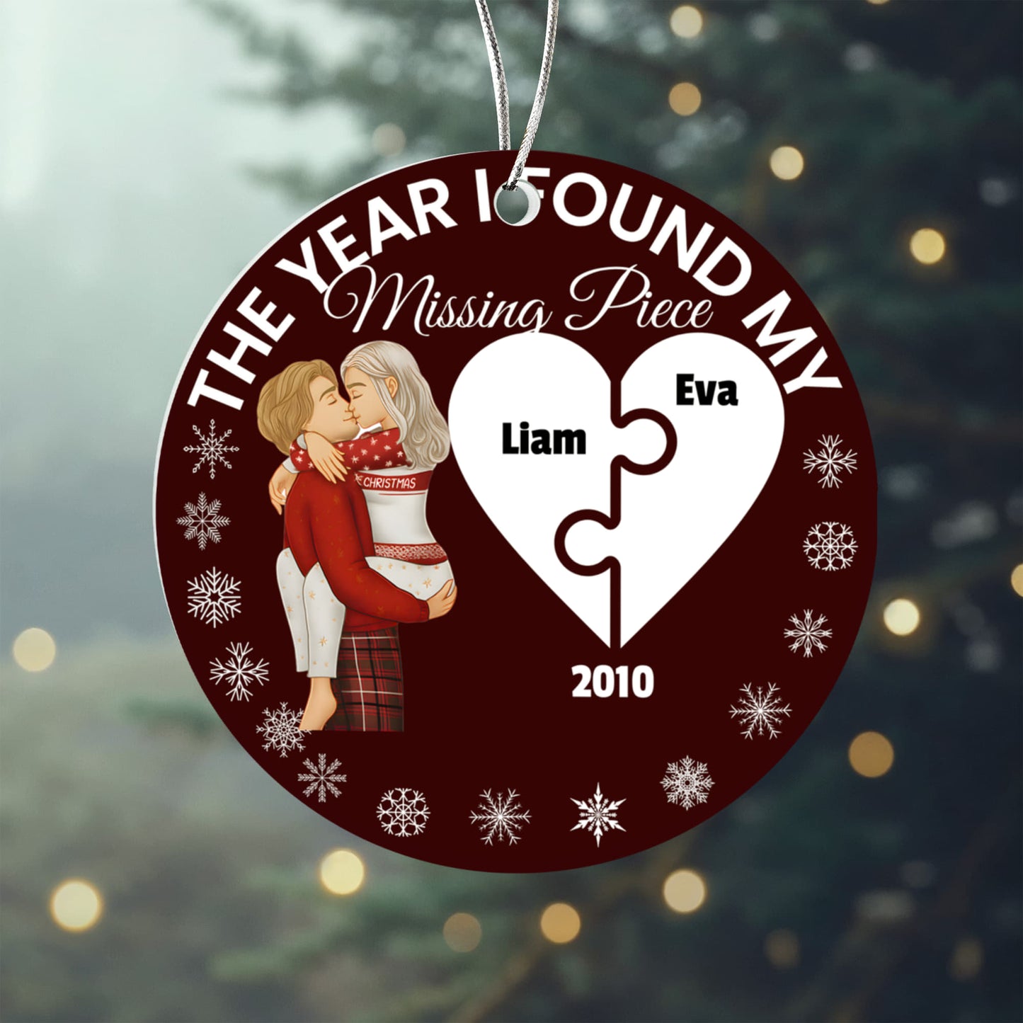 The Year I Found My Missing Piece – Personalized Couple Christmas Ornament