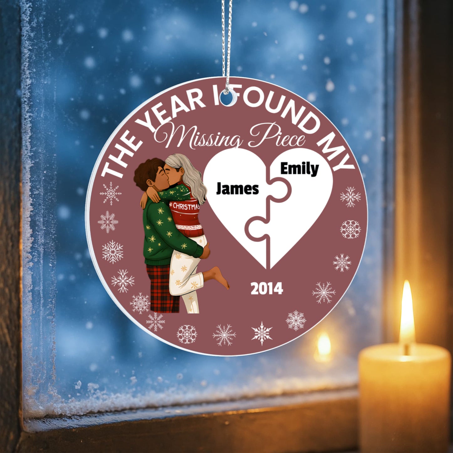 The Year I Found My Missing Piece – Personalized Couple Christmas Ornament