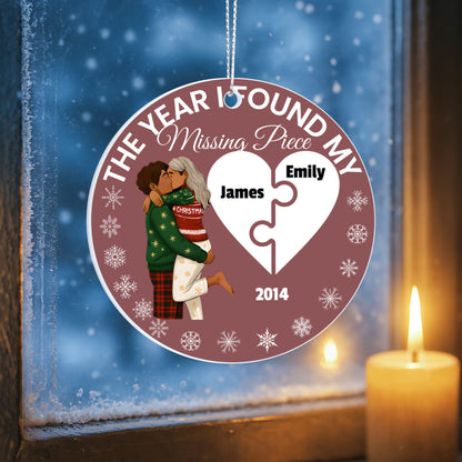 The Year I Found My Missing Piece – Personalized Couple Christmas Ornament