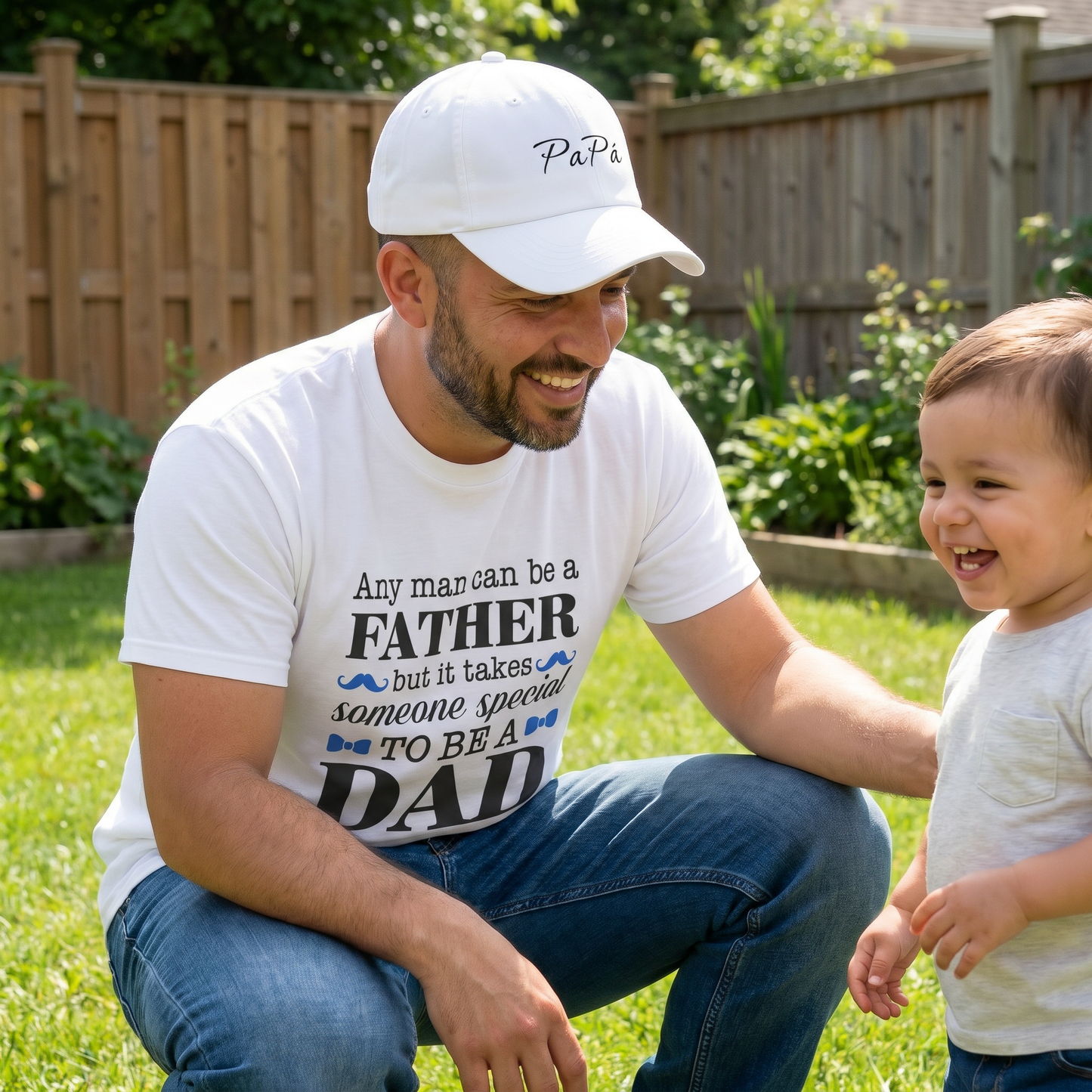 Papá script embroidery Dad Cap | White adjustable hat