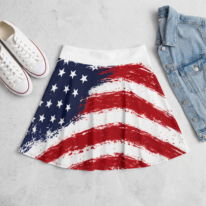 Distressed American Flag Skater Skirt | Patriotic USA Stars Stripes