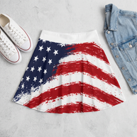 Falda de Patinadora con Bandera Americana Desgastada | Patriótica Barras y Estrellas de EE. UU.