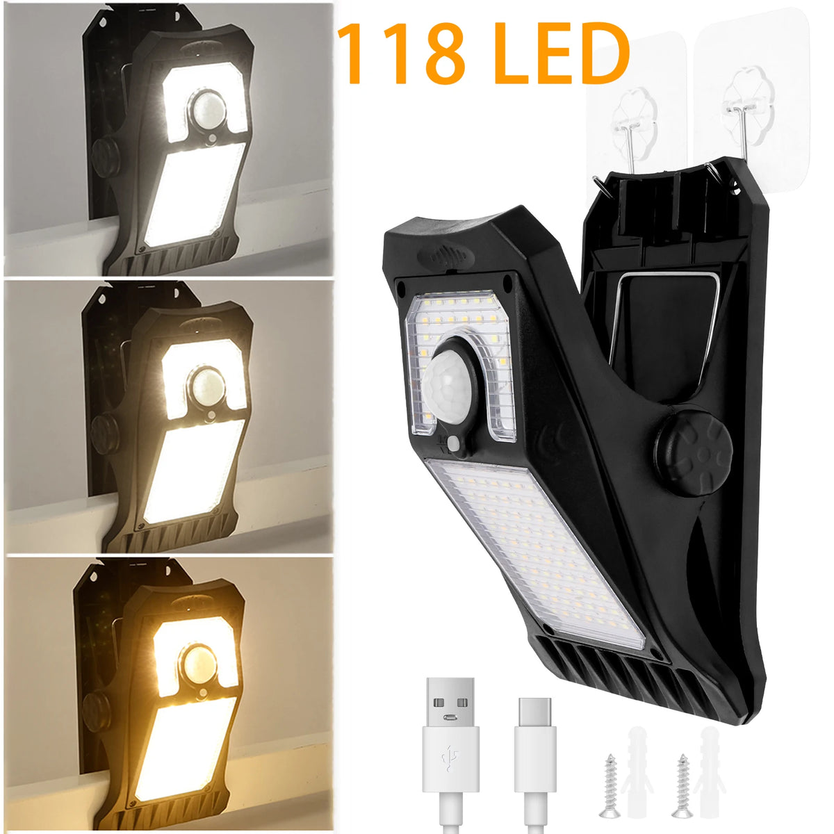 Luz solar de movimiento con clip