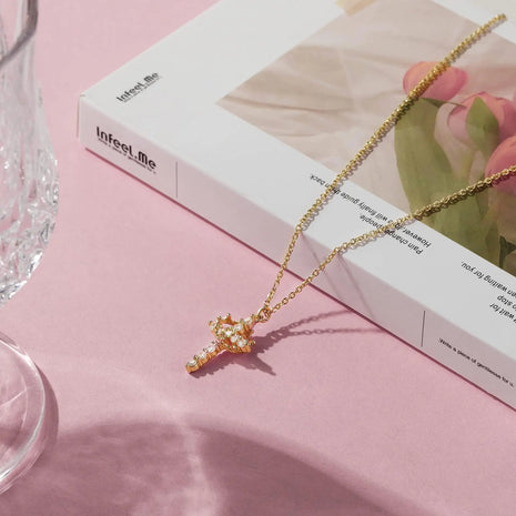 Sparkling Cross Choker Necklace