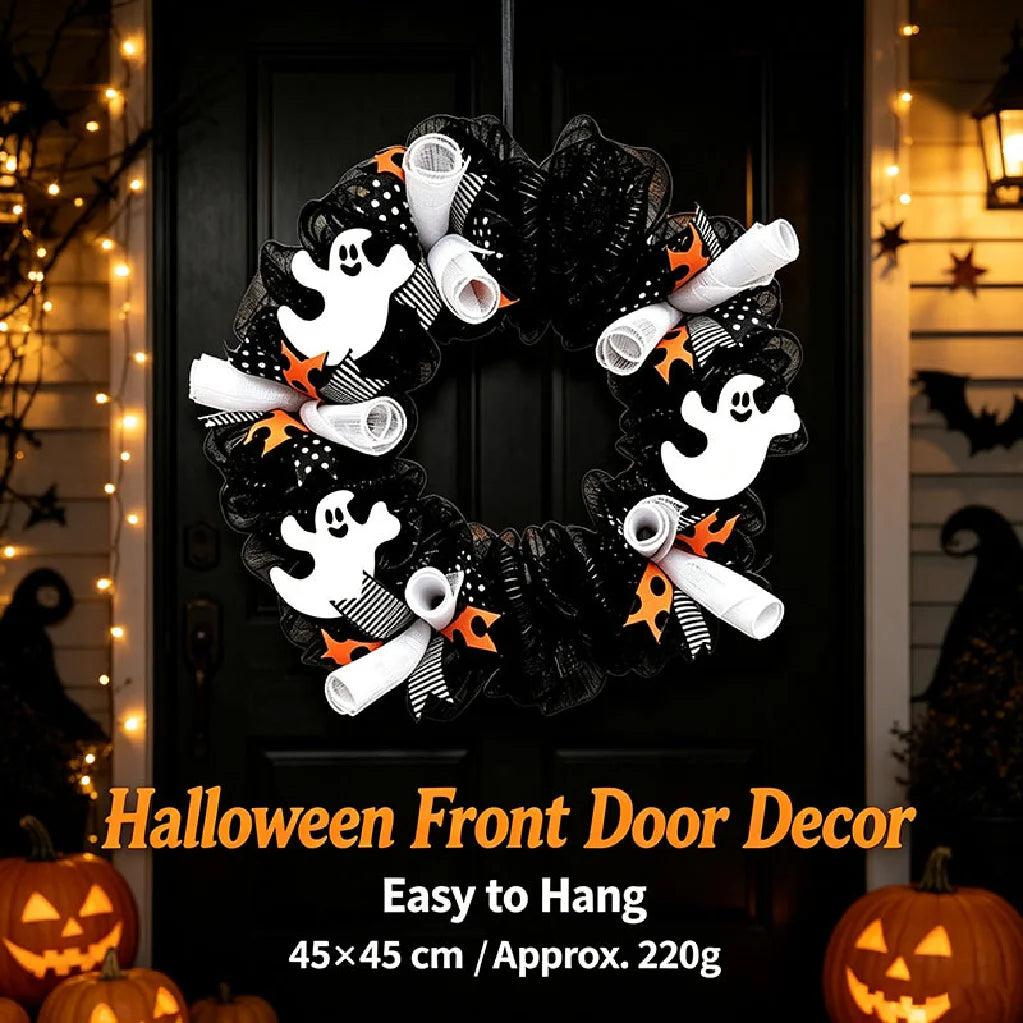 Spooky Front Door Ghost Wreath