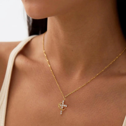 Sparkling Cross Choker Necklace