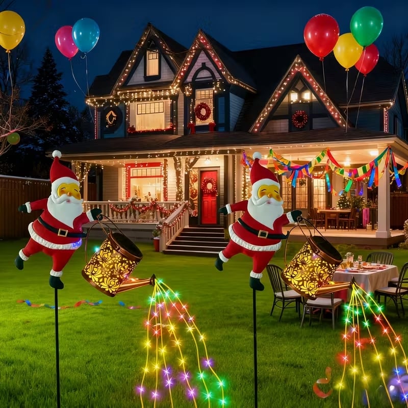 Santa Solar Watering Can Light