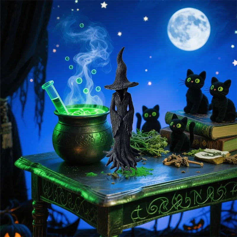 Decoración de estatua de bruja mística