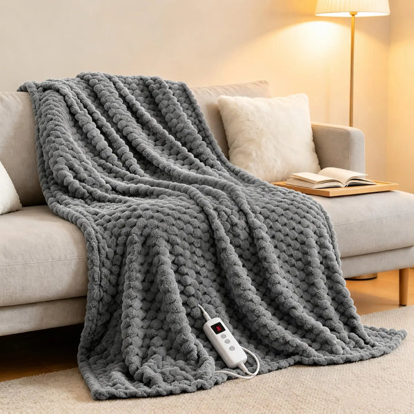 CozyHeat Ribbed Flannel Throw Blanket