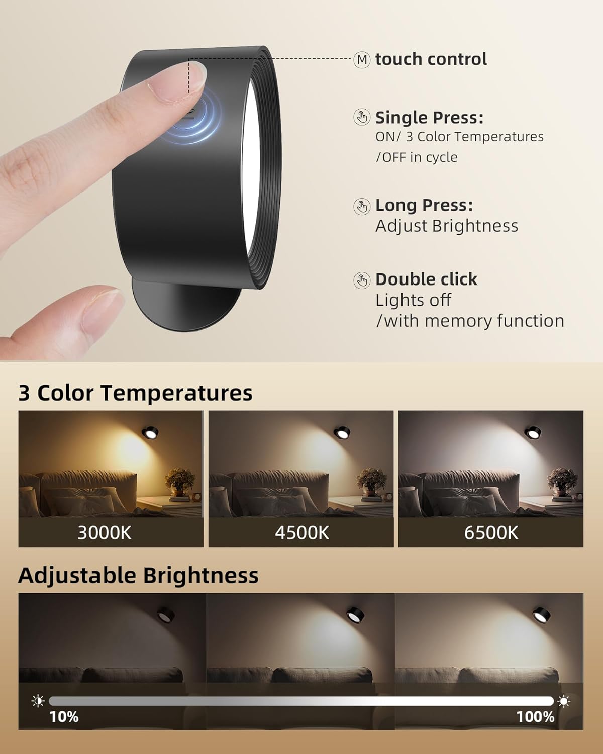 Lámpara de Pared Recargable Magnética