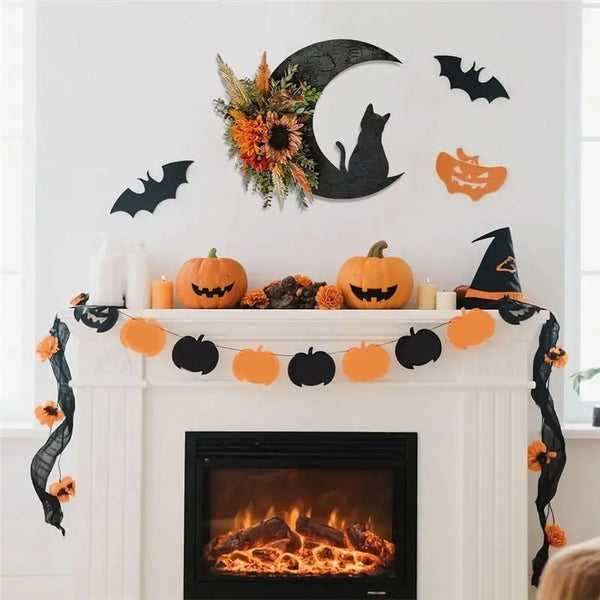 Autumn Night Cat Moon Wreath