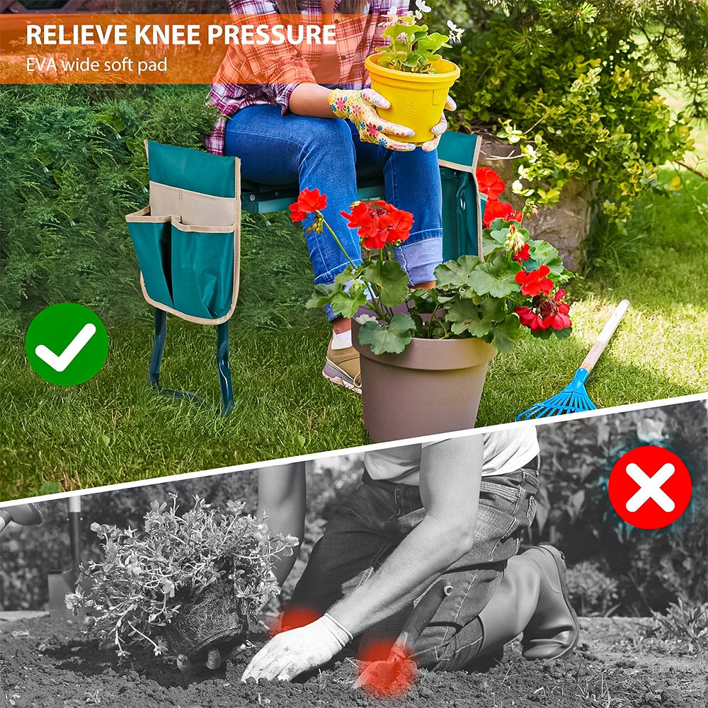 Asiento-banco portátil ComfortFold para jardinería de rodillas