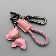Braided Leather French Bulldog Keychain