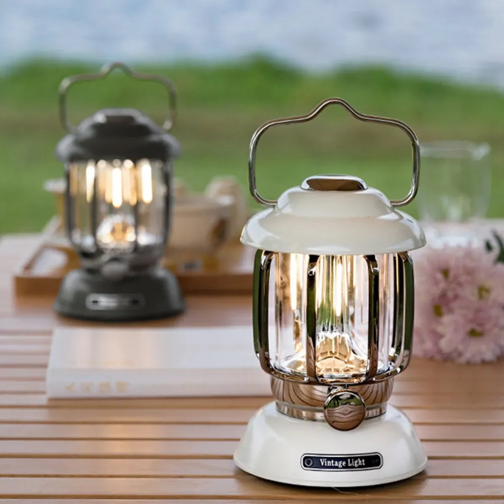 Linterna de camping recargable retro