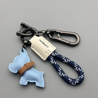 Braided Leather French Bulldog Keychain