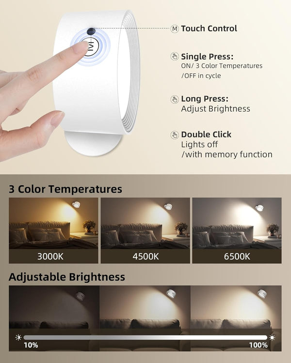 Lámpara de pared recargable magnética