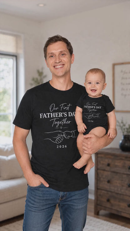 Our First Father's Day Together - Dad's Matching Custom T-shirt